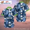 Seattle Seahawks Winter Floral Emblem White Aloha Shirt