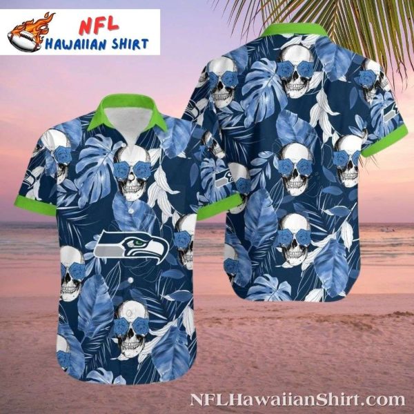 Seahawks Spirit In Bloom – Floral And Skull Tropical Aloha Shirt