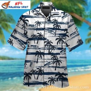 Seattle Seahawks Palm Paradise Aloha Shirt – Monochrome Beach Vibes
