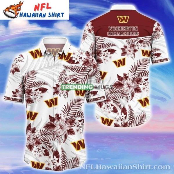 Serene Tropics Washington Commanders White Floral Aloha Shirt