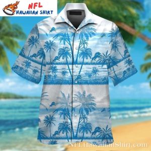 Serenity Blue Palm Tree Silhouette Detroit Lions Hawaiian Shirt For Men