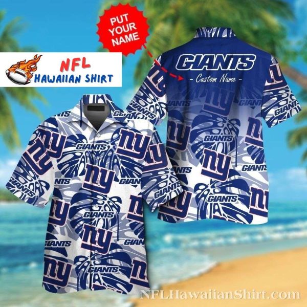 Signature NY Blue New York Giants Personalized Tropical Hawaiian Shirt