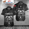 Sinister Skull Raiders Black And White Custom Hawaiian Shirt