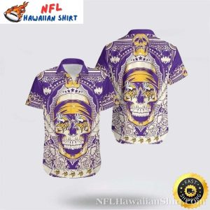 Skull King Vikings Tropical Shirt – Minnesota Vikings Bold Spirit Hawaiian Shirt
