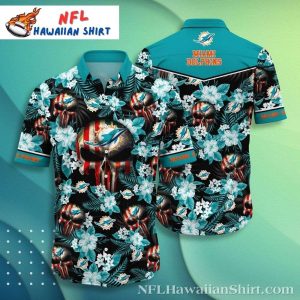 Skull Tropical Flower NFL Miami Dolphins Hawaiian Shirt