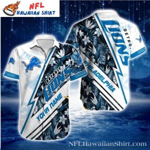 Skyline Blues Detroit Lions Custom Name Tropical Hawaiian Shirt