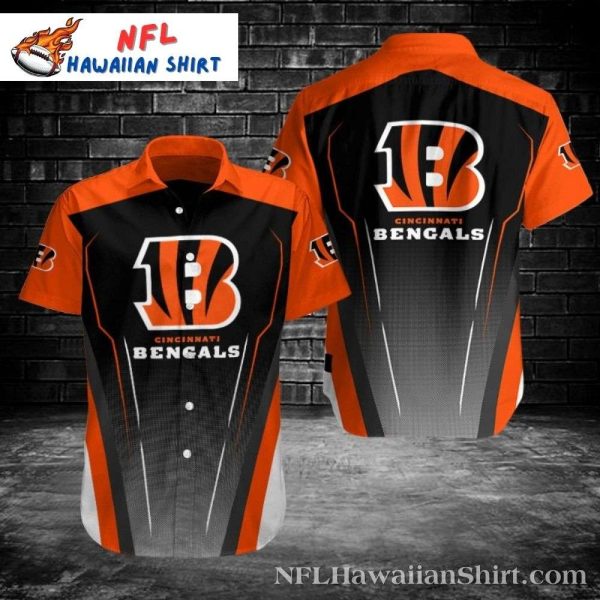 Sleek Black And Orange Modern Stripes Cincinnati Bengals Hawaiian Shirt