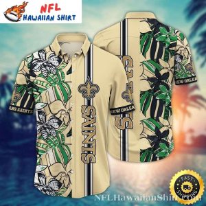 Sleek Botanical Stripe New Orleans Saints Tropical Hawaiian Shirt