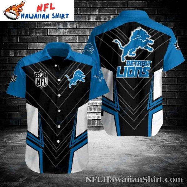Sleek Midnight Detroit Lions Hawaiian Button-Up Shirt