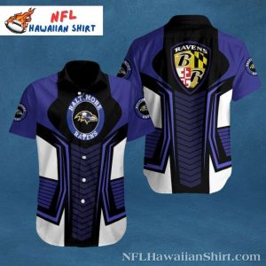 Sleek Playmaker – Baltimore Ravens Aloha Shirt With Modern Stripes