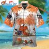 Sleek Navy And Orange Stripe – Chicago Bears Hawaiian Shirt For Men