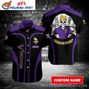 Spooky Skeleton Spirit Customizable Minnesota Vikings Hawaiian Shirt