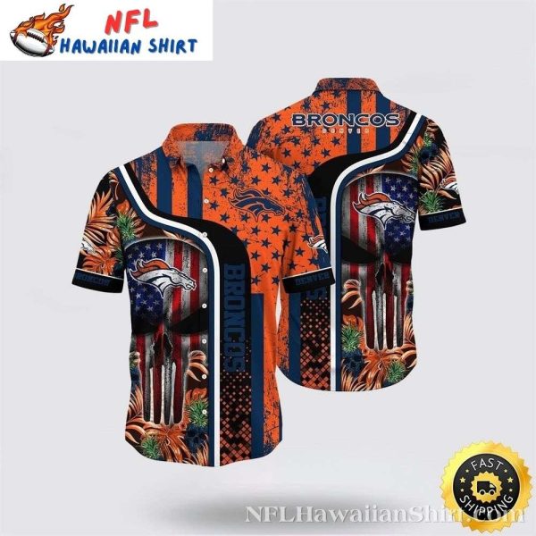Star-Spangled Denver Broncos Skull Hawaiian Shirt