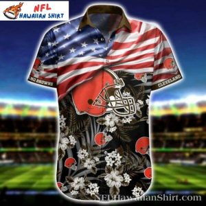 Star-Spangled Helmet – Patriotic Cleveland Browns Hawaiian Shirt