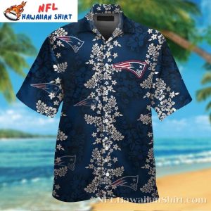Starry Florals New England Patriots Navy Aloha Shirt