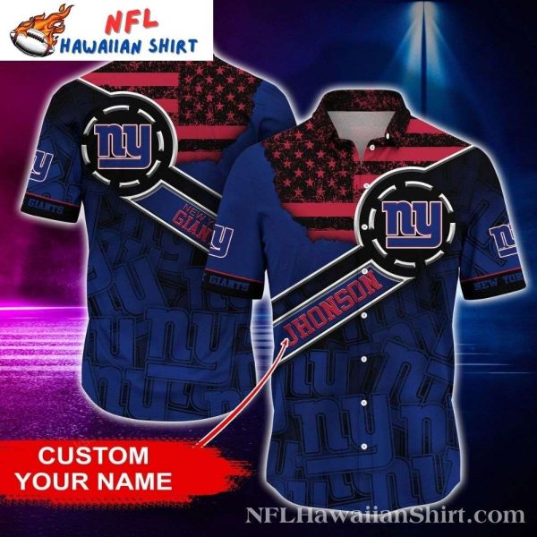 Starry Night NY Giants Fan Pride Tropical Hawaiian Shirt With Custom Name