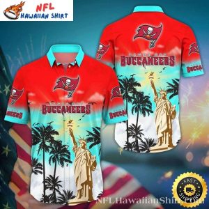 Statue Of Liberty – Sunset Palm Tampa Bay Buccaneers NFL Hawaiian Shirt