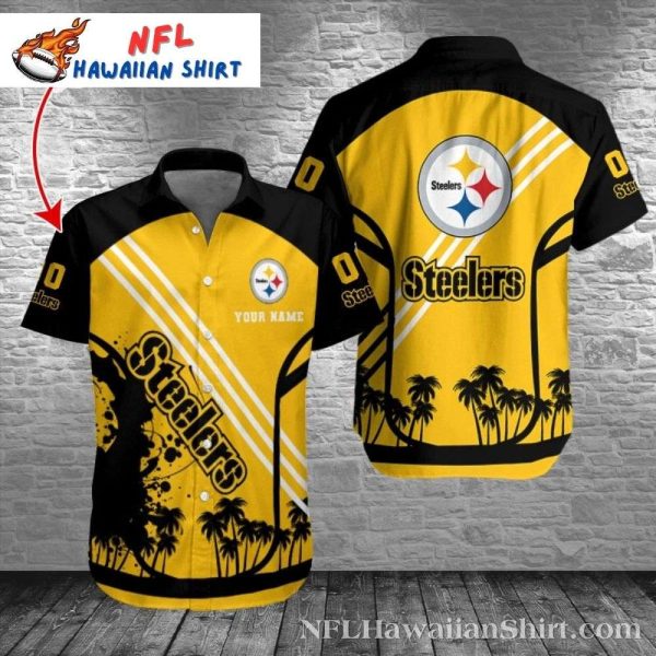 Steel City Sunset Palms Personalized Pittsburgh Steelers Hawaiian Shirt