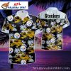 Steelers Sunshine Flair – Yellow Floral Pittsburgh Steelers Hawaiian Shirt