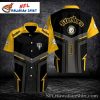 Steelers Night Game – Bold Black Yellow Abstract Wave Hawaiian Shirt