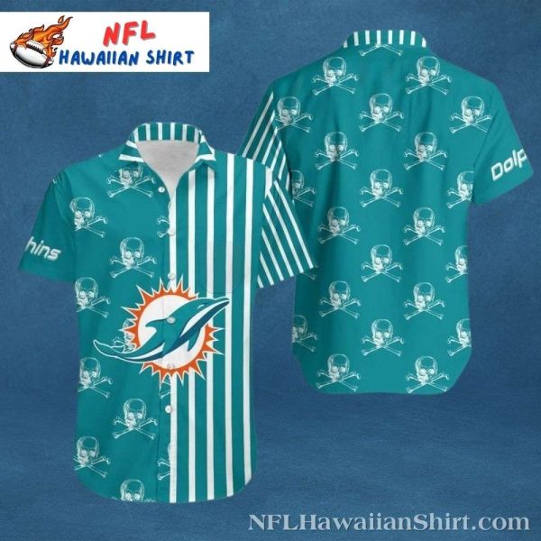 Stripes And Skull Pattern NFL Miami Dolphins Hawaiian Shirt
