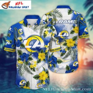 Sunny Game Day LA Rams Hawaiian Shirt – Floral Burst And Logo Print