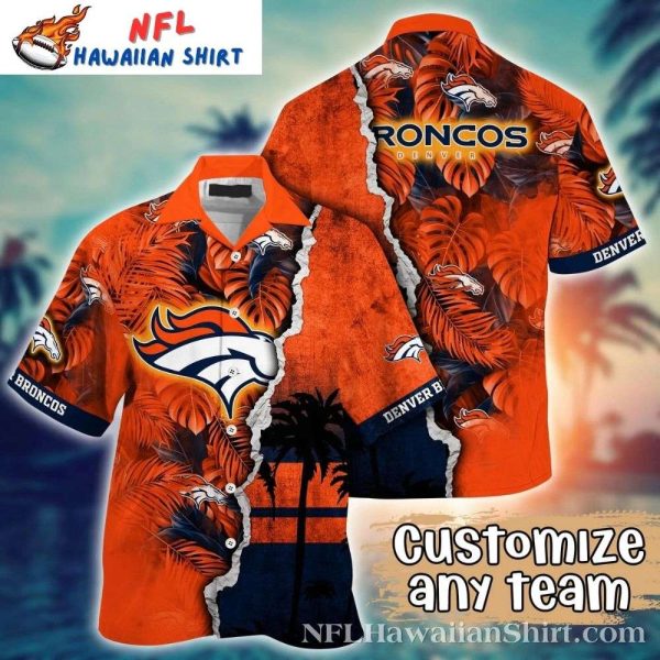 Sunset Bronco Fury – Customizable Team Denver Broncos Hawaiian Aloha Shirt