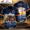 Sunset Orange Chicago Bears And Dolphin Oceanic Hawaiian Shirt For Men