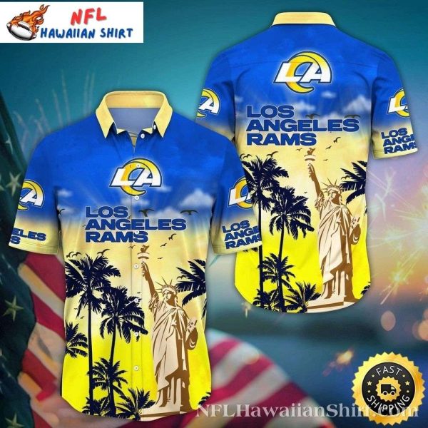 Sunset Glory LA Rams Hawaiian Shirt –  Statue Of Liberty Edition