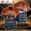 Sunset Football And Bear Mascot – Custom Name Chicago Bears Tropical Shirt