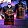 Sunset Football And Bear Mascot – Custom Name Chicago Bears Tropical Shirt