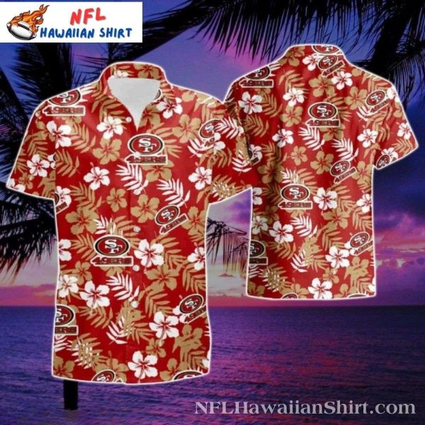 Sunset Palms 49ers Red Hawaiian Aloha Shirt