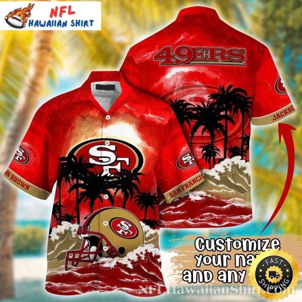 Sunset Palms 49ers Retreat – San Francisco 49ers Hawaiian Shirt