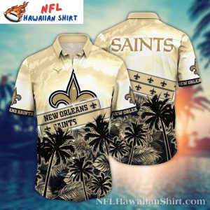 Sunset Palms And New Orleans Saints Badge Hawaiian Shirt