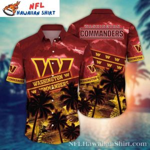 Sunset Palms Commanders Pride Maroon And Sunset Hawaiian Shirt