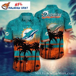 Sunset Palms Miami Dolphins Hawaiian Shirt – Men’s Oceanfront Fanwear