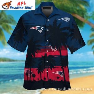 Sunset Palms New England Patriots Navy Hawaiian Shirt