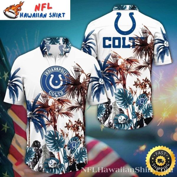 Sunset Palms Summer Breeze – White Floral Hawaiian Indianapolis Colts Shirt
