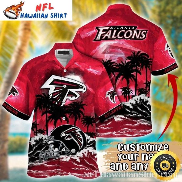 Sunset Red Atlanta Falcons Beach NFL Custom Name Hawaiian Shirt