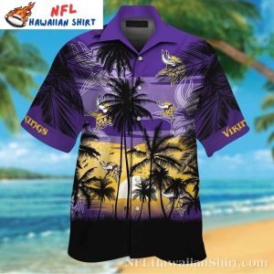 Sunset Serenade Minnesota Vikings Beachfront Hawaiian Shirt