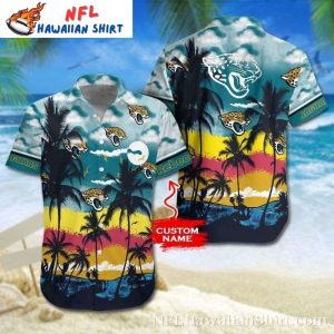 Sunset Silhouette Jacksonville Jaguars Custom Name Aloha Shirt