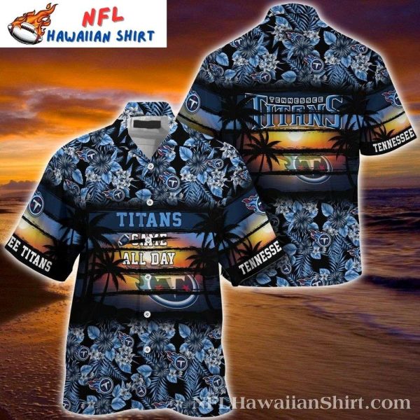 Sunset Silhouette – Tennessee Titans Evening Aloha Shirt