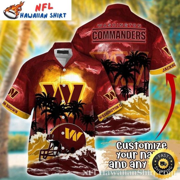 Sunset Silhouettes – Commanders Beach Vibes Tropical Hawaiian Shirt