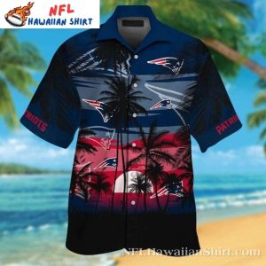Sunset Tackle Red Gradient New England Patriots Hawaiian Shirt
