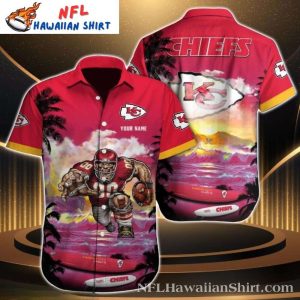 Sunset Warriors Red Kansas City Chiefs Custom Name Hawaiian Shirt
