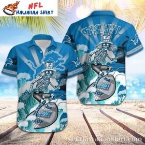 Surf And Turf Detroit Lions Grateful Dead Hawaiian Shirt