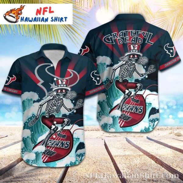 Surfing Skeleton – Grateful Dead Houston Texans Hawaiian Tribute Shirt