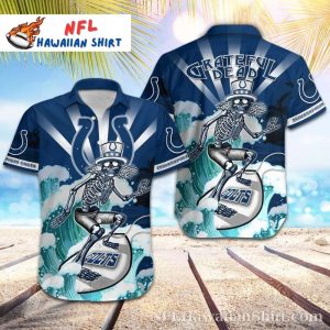 Surfing Skeleton – Indianapolis Colts Grateful Dead Tribute Hawaiian Shirt