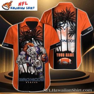Team Mascot And Palm Tree Personalized Denver Broncos Hawaiian Shirt