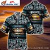 Philadelphia Eagles Twilight Palm Silhouette Black Aloha Shirt